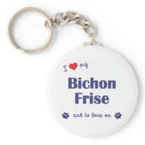 I Love My Bichon Frise (Male Dog) Keychain