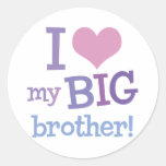 I Love My Big Brother Round Sticker