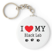 I Love My Black Lab Keychain