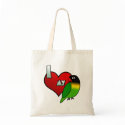 I Love my Black Masked Lovebird bags by MenagerieMayhem I Love my Black Masked Lovebird bags