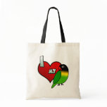 I Love my Black Masked Lovebird Tote Bags