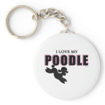I Love My Black Poodle Keychain
