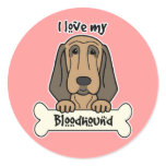 I Love My Bloodhound Round Sticker