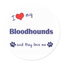 I Love My Bloodhounds (Multiple Dogs) Round Stickers
