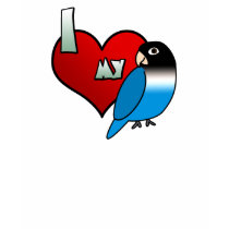 I Love my Blue Black Masked Lovebird Tee t-shirts by MenagerieMayhem I Love my Blue Black Masked Lovebird Tee t-shirts