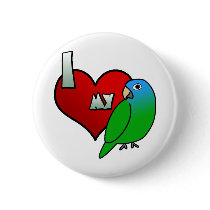 I Love my Blue Crowned Conure buttons by MenagerieMayhem I Love my Blue Crowned Conure buttons