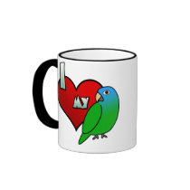 I Love my Blue Crowned Conure mugs by MenagerieMayhem I Love my Blue Crowned Conure mugs
