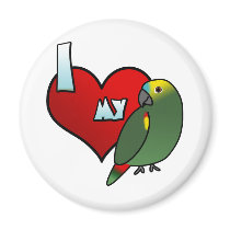 I Love my Blue Fronted Amazon magnets by MenagerieMayhem I Love my Blue Fronted Amazon magnets