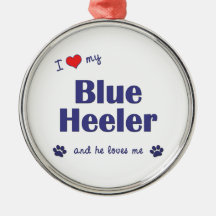 I Love My Blue Heeler (Male Dog) Ornaments