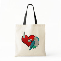 I Love my Blue Quaker Parakeet bags by MenagerieMayhem I Love my Blue Quaker Parakeet bags