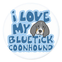 I Love My Bluetick Coonhound Stickers by MenagerieMayhem I Love My Bluetick Coonhound Stickers
