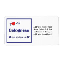 I Love My Bolognese (Female Dog) Personalized Shipping Label