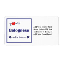 I Love My Bolognese (Male Dog) Personalized Shipping Label