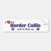 I Love My Border Collie (Male Dog) Bumper Stickers