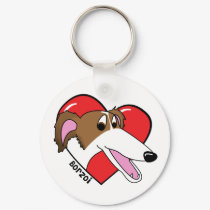 I love my Borzoi Keychain (Cartoon)