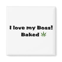 I Love my Boss Baked Magnet