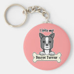 I Love My Boston Terrier Keychain