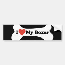 I Love My Boxer - Dog Bone Bumper Sticker