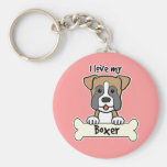 I Love My Boxer Keychains