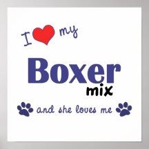I Love My Boxer Mix (Female Dog) Poster Print