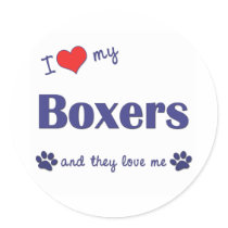 I Love My Boxers (Many Dogs) Sticker