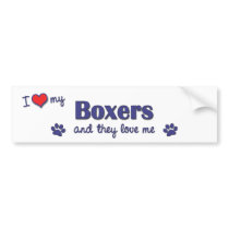 I Love My Boxers (Multiple Dogs) bumper stickers