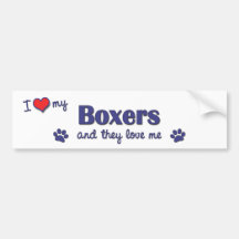 I Love My Boxers (Multiple Dogs) Bumper Sticker