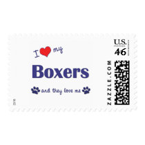 I Love My Boxers (Multiple Dogs) Postage