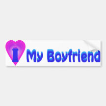 I Love My Boyfriend Bumper Stickers (White/pink)