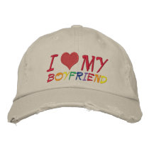 I Love My Boyfriend embroidered hats
