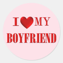 I Love my Boyfriend Round Stickers