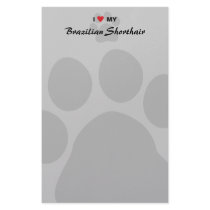 I Love My Brazilian Shorthair Pawprint Custom Stationery
