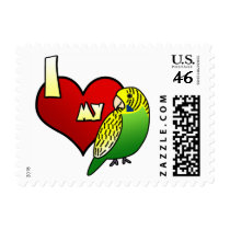 I Love my Budgerigar Postage Stamps by MenagerieMayhem I Love my Budgerigar Postage Stamps