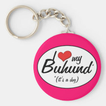 I Love My Buhund (It's a Dog) Keychain