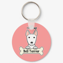 I Love My Bull Terrier keychains by dogcartoons I Love My Bull Terrier keychains