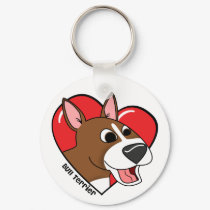 I Love my Bull Terrier Keychain (Cartoon)