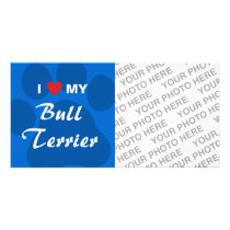 I Love My Bull Terrier Pawprint Photo Greeting Card