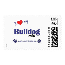 I Love My Bulldog Mix (Female Dog) Postage Stamp