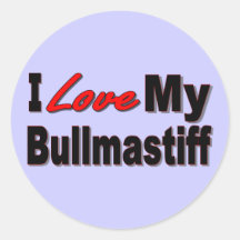 I Love My Bullmastiff Dog Merchandise Round Sticker