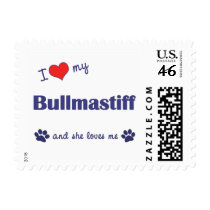 I Love My Bullmastiff (Female Dog) Postage Stamps