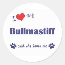 I Love My Bullmastiff (Female Dog) Sticker