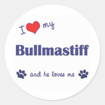 I Love My Bullmastiff (Male Dog) Stickers