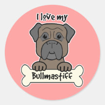 I Love My Bullmastiff Stickers