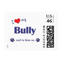 I Love My Bully (Male Dog) Stamps
