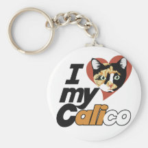 I Love my CALICO cat Keychains