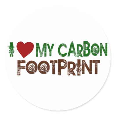 I Love My Carbon Footprint Round Sticker by worldsfair