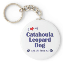 I Love My Catahoula Leopard Dog (Female Dog) Keychain