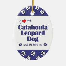 I Love My Catahoula Leopard Dog (Female Dog) Christmas Ornaments