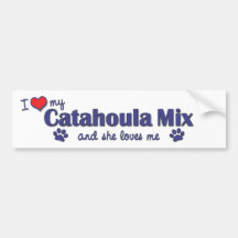 I Love My Catahoula Mix (Female Dog) Bumper Stickers