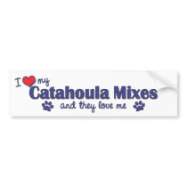 I Love My Catahoula Mixes (Multiple Dogs) bumper stickers